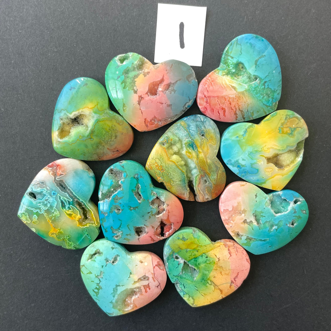 Rainbow-Dyed White Lace Agate