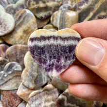 Load image into Gallery viewer, Gorgeous, Fancy Dream and Chevron Amethyst Heart Rocks
